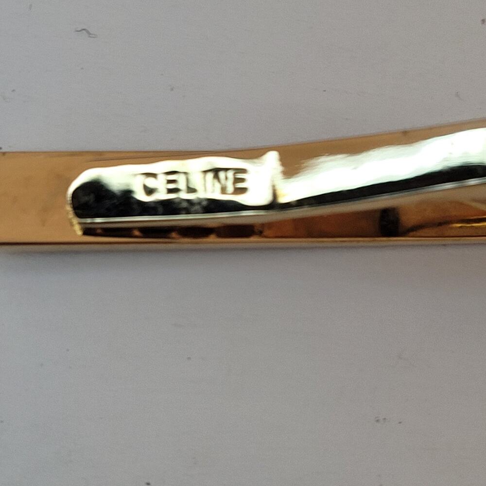 Celine Carrige Tie Bar Clip Clasp Rose Gold Black Onyx Tone 2in Logo Vintage - Picture 4 of 7
